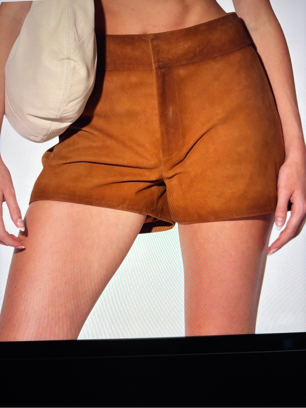 Women's High-Rise Suede Shorts - Tan